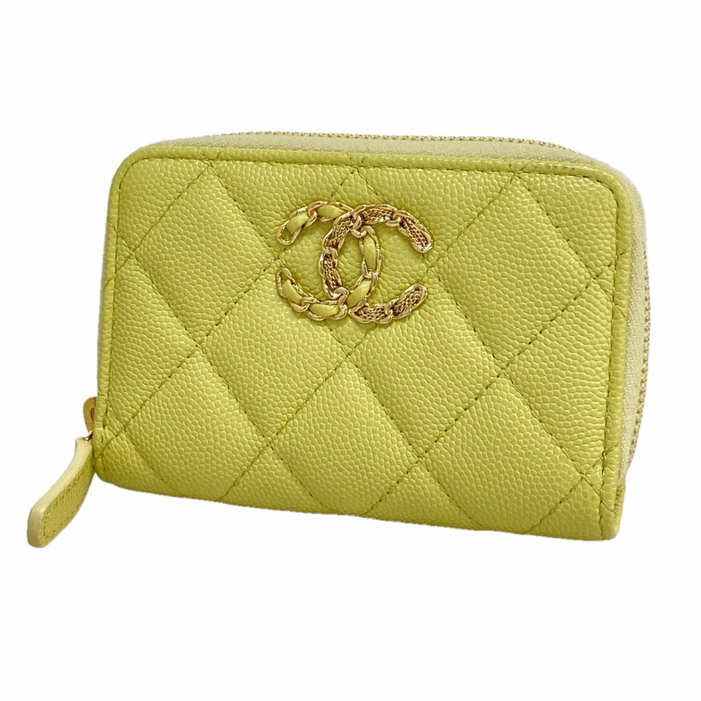 CHANEL Green Caviar Leather Wallet